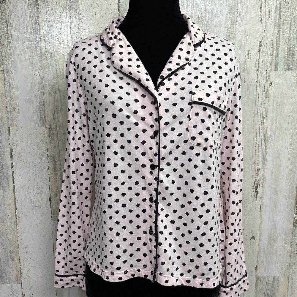 kate spade Pink Polka Dot Long Sleeve Button-Up Pajama Top
